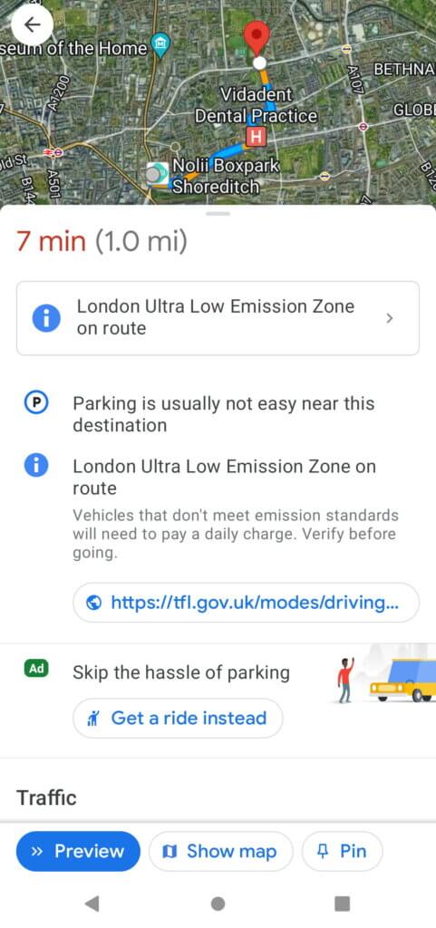 how to find parking spots in google maps