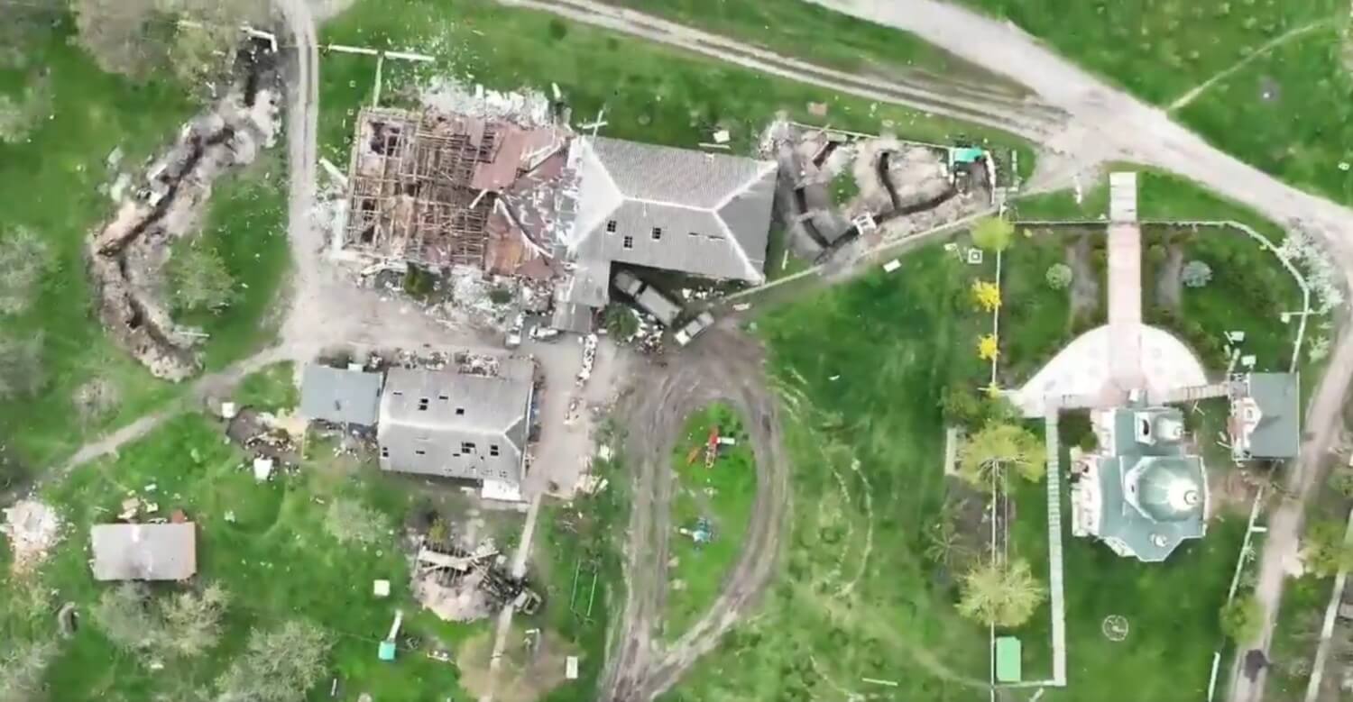 screenshot from drone footage in ukraine strike