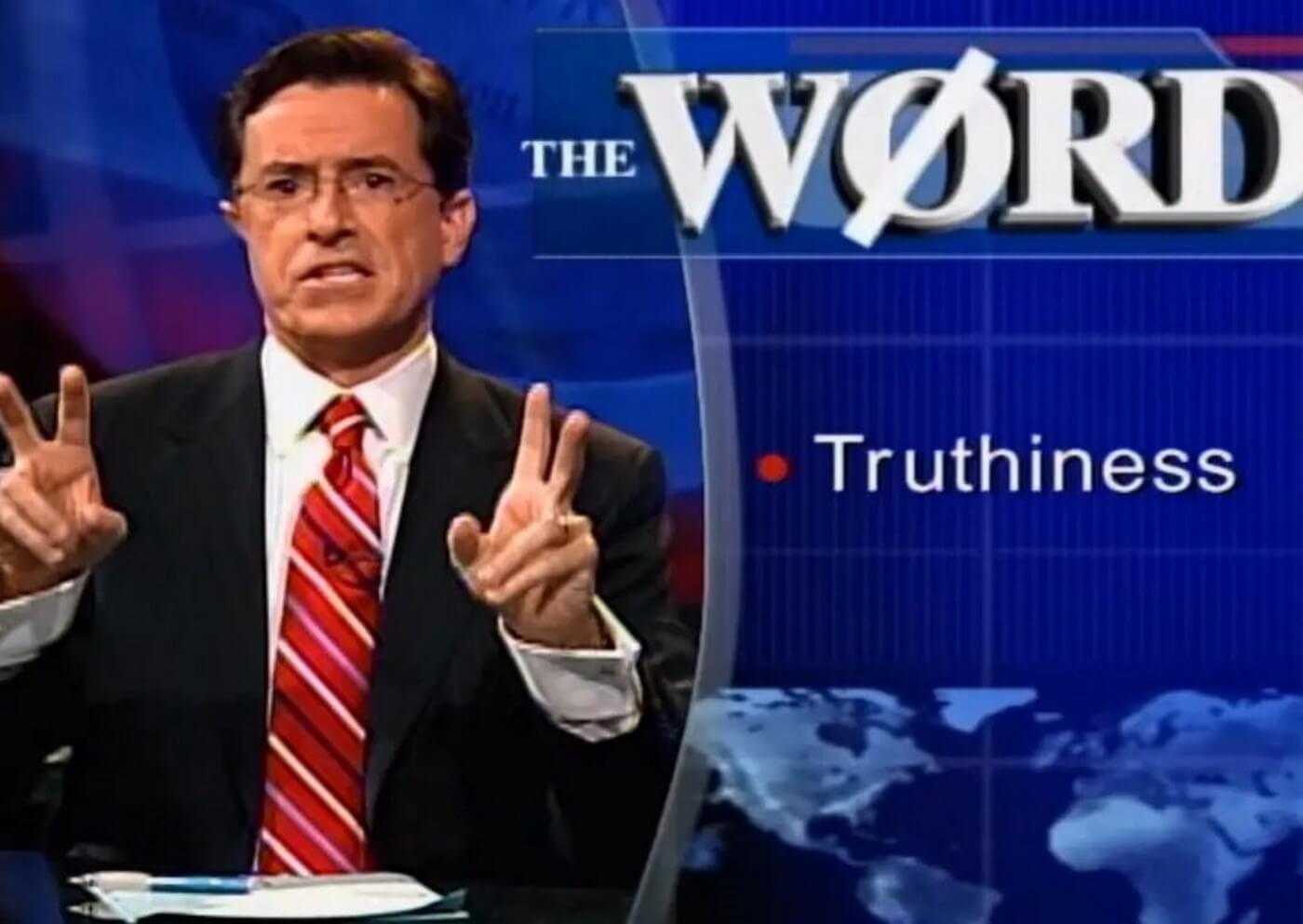 stephen colbert truthiness air quotes