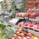 grocery shelf plastic fruits and vegetables