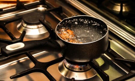 boiling water in pan