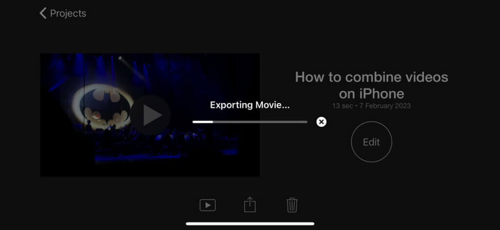 How to combine iPhone videos - exporting the final result