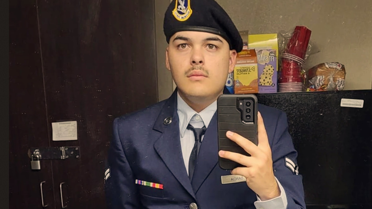 Josiah Ernesto Garcia wearing his Air National Uniform in a selfie from the Department of Justice