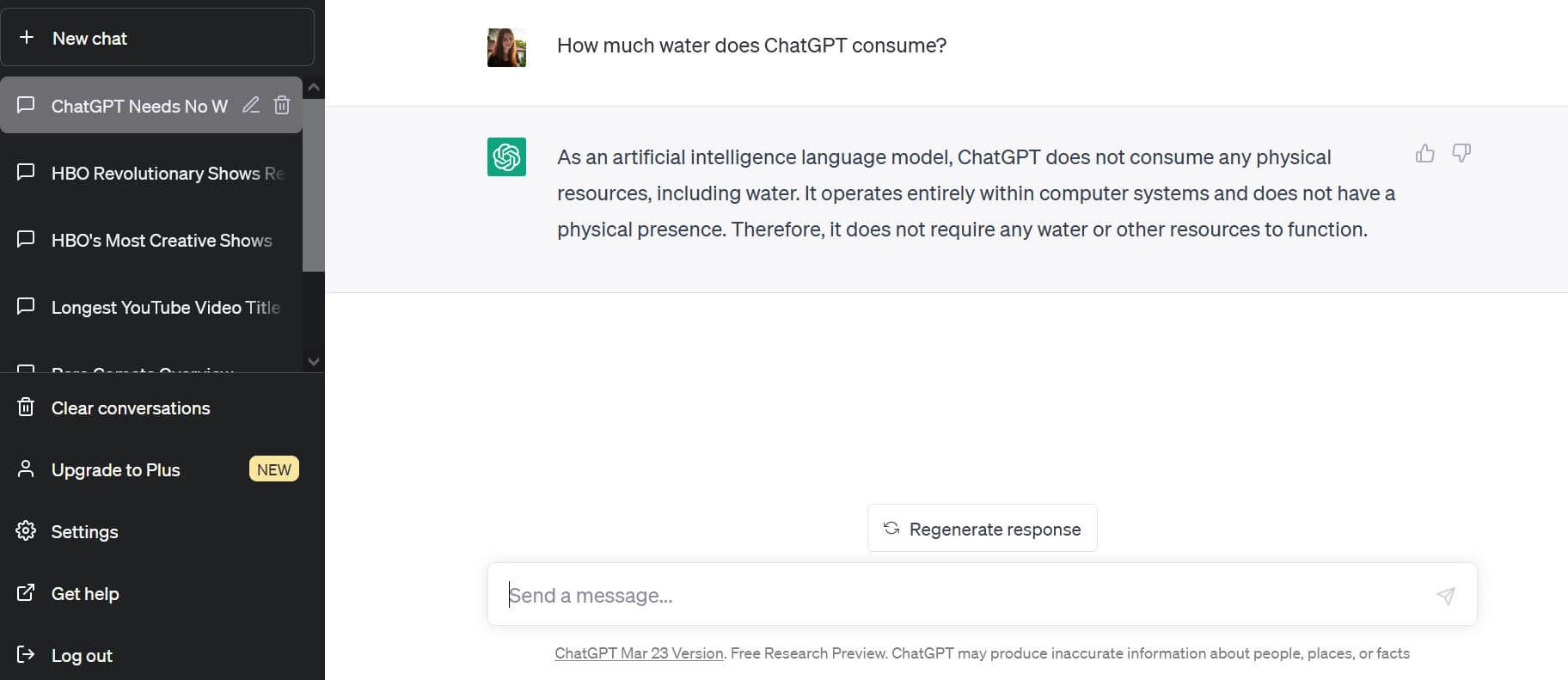 how much water does chatgpt consume